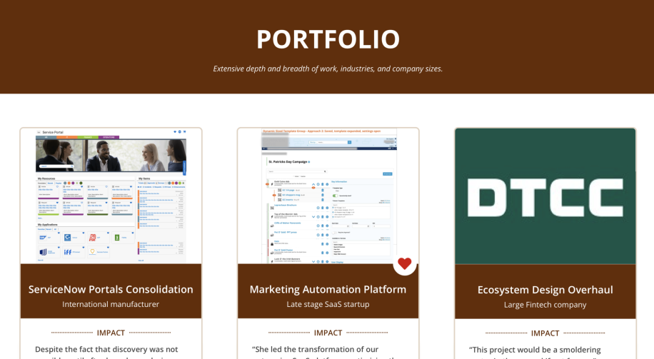 Partial screen capture of portfolio page